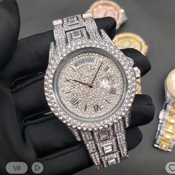 Men’s Fully Iced Out Lab Diamond 18K Gold Plated...